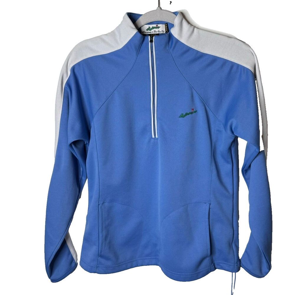 Vtg Fisher Island Club Womens Jacket Sz S Golf Blue Athletic‎ 1/4 Zip Retro READ